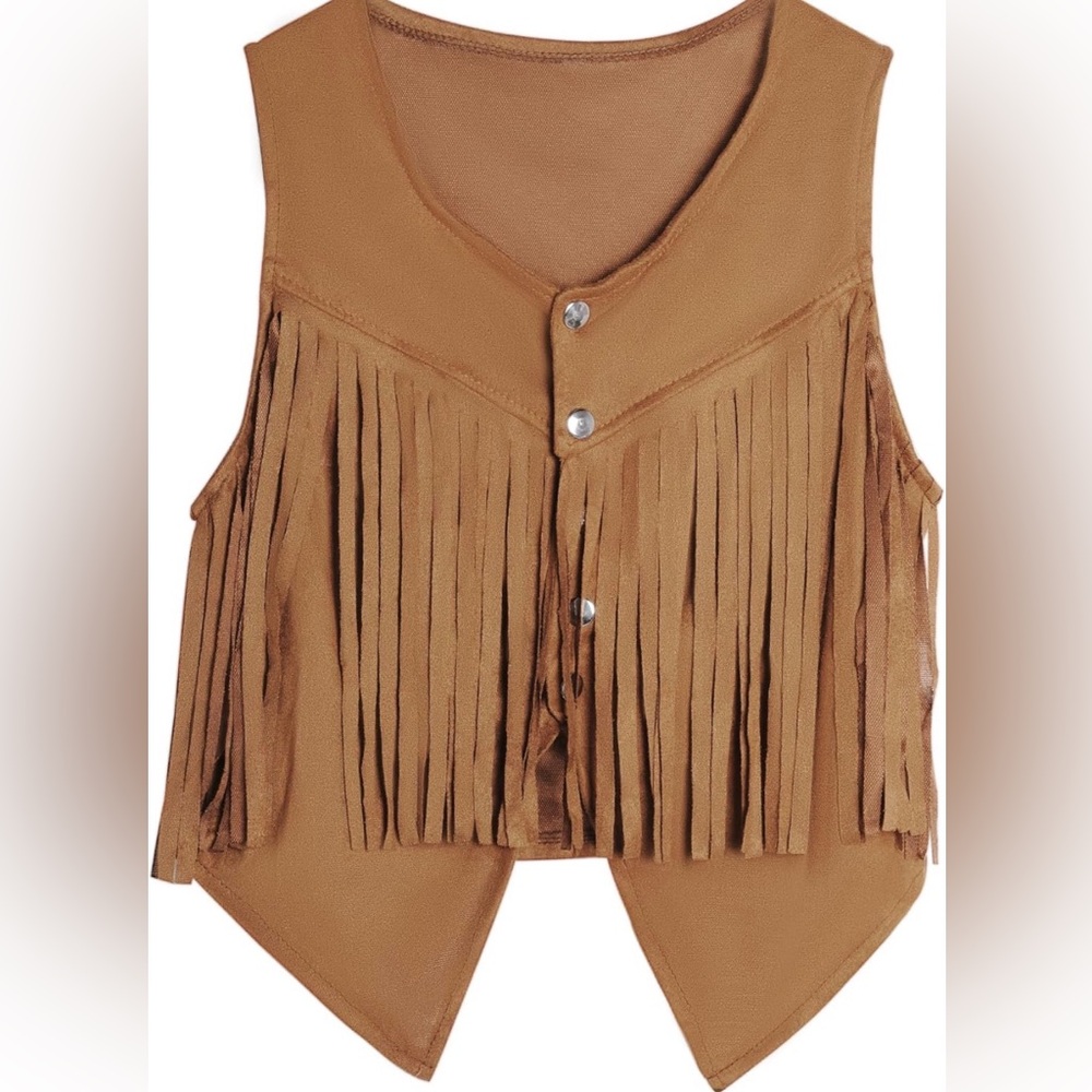 Tan Suede Fringe Vest - Western Style